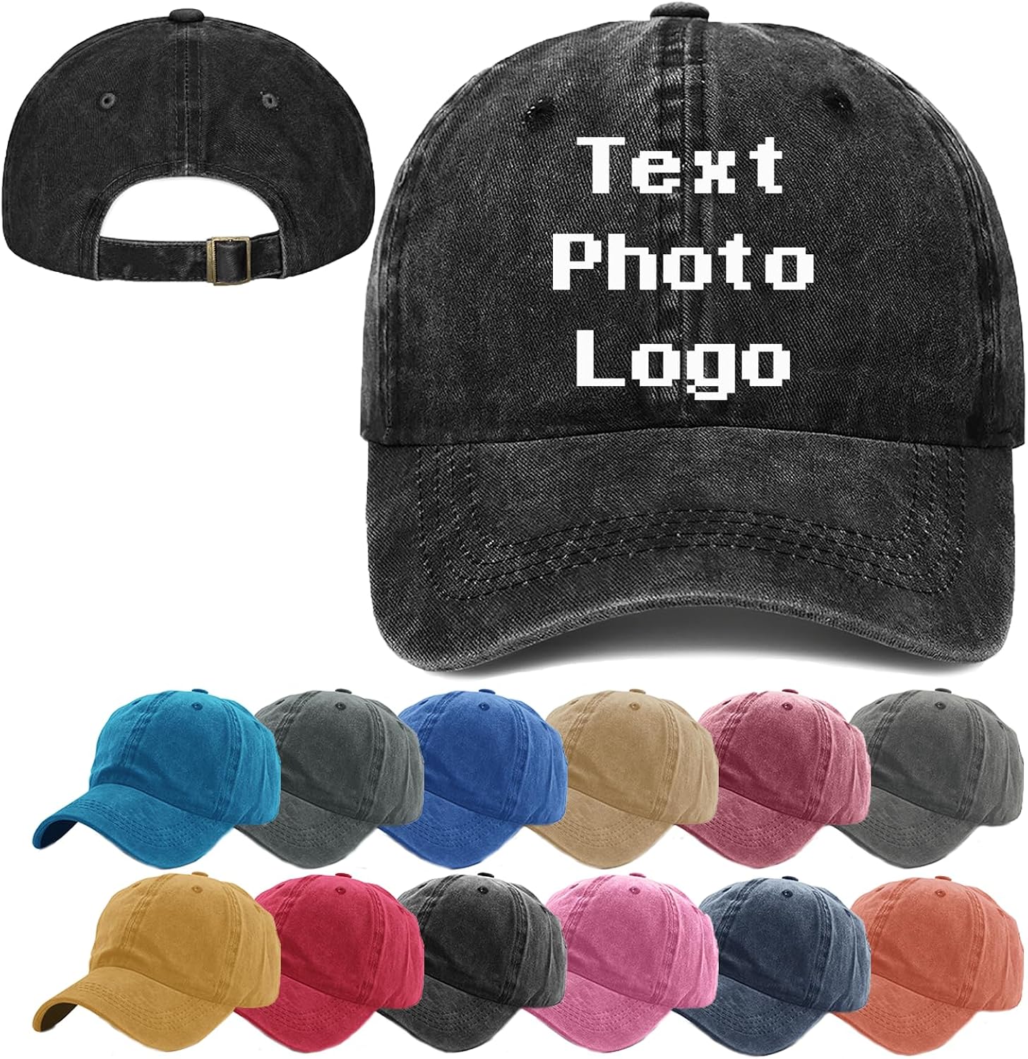 Bulk Custom Hats Printed/Embroidered - Design Your Own Logo/Text/Photo Personalized Baseball Cap for Adult