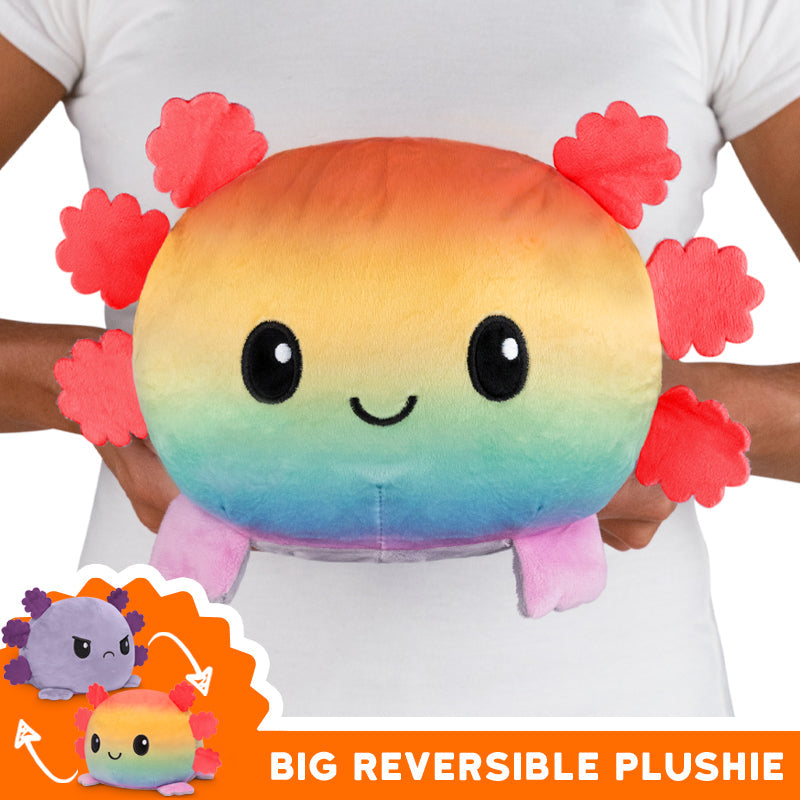 TeeTurtle Big Reversible Axolotl Plushie (Rainbow + Light Purple)