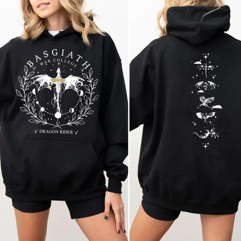 Basgiath War College 2 Sided Sweatshirt, Fourth Wing Shirt Hoodie, Dragon Rider Shirt, Rebecca Yoros, Fourth Wing, Violet Sorrengail Pullover Tee