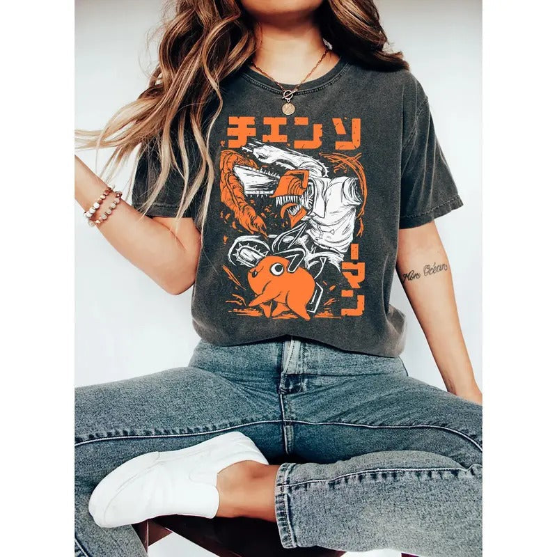 Chainsaw Devil Shirt, Anime Shirt, Anime Graphic Tees, Chain Saw Man Shirt, Anime Merch, Gift For Him, Gift For Her, Anime Gifts