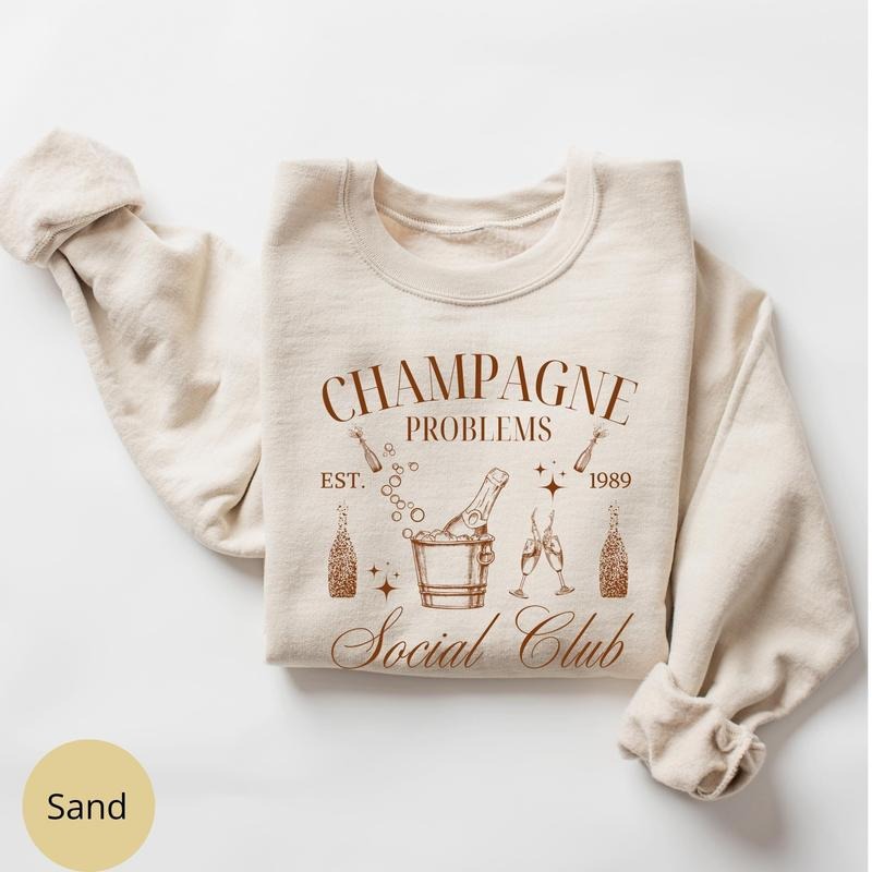 Champagne Problems Sweatshirt, Champagne Social Club T-shirt, Old Money Aesthetic Sweater for Champagne lovers