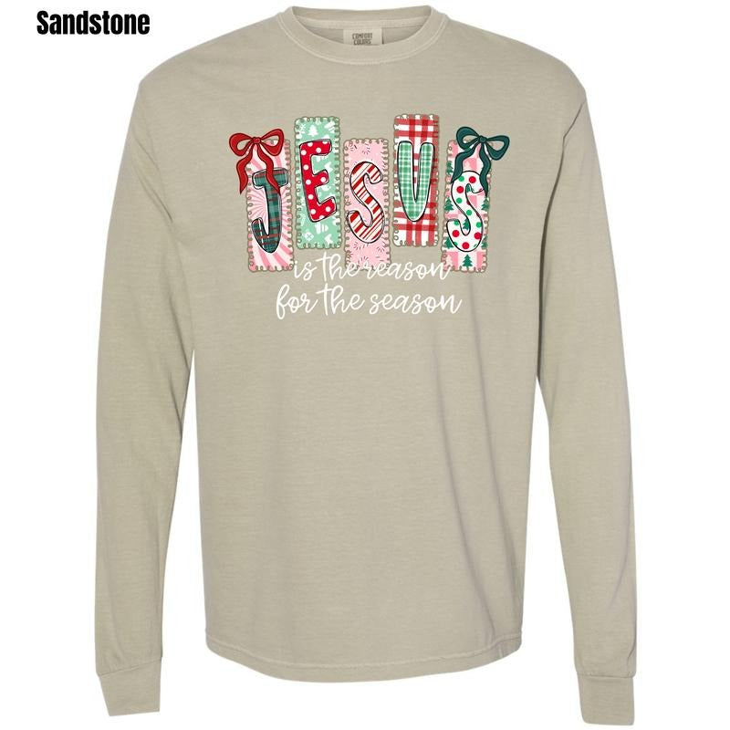 Christmas Jesus Patterns Comfort Colors Long Sleeve T-Shirt 'NLB'