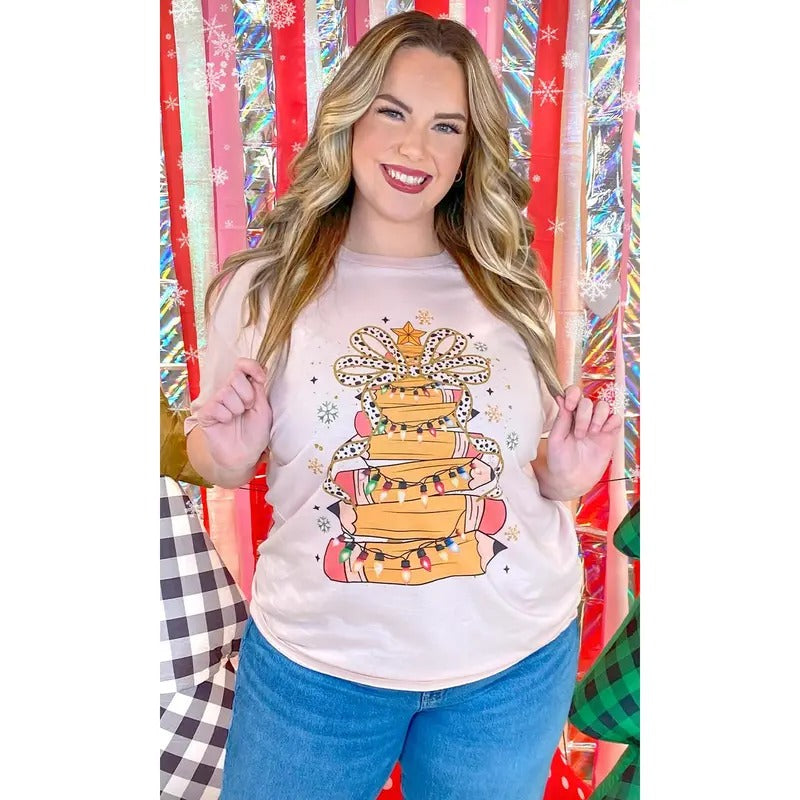Christmas Pencil Teacher Graphic T-Shirt