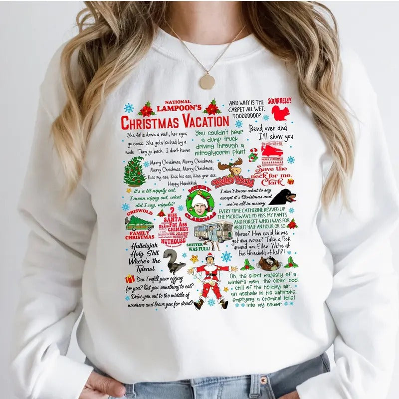 Christmas Vacation Rant Shirt, Xmas Vacation Quotes, Clark Griswold Sweatshirt, Family X-mas Tee Cotton Fabric Fit Womenswear Bottom Casual