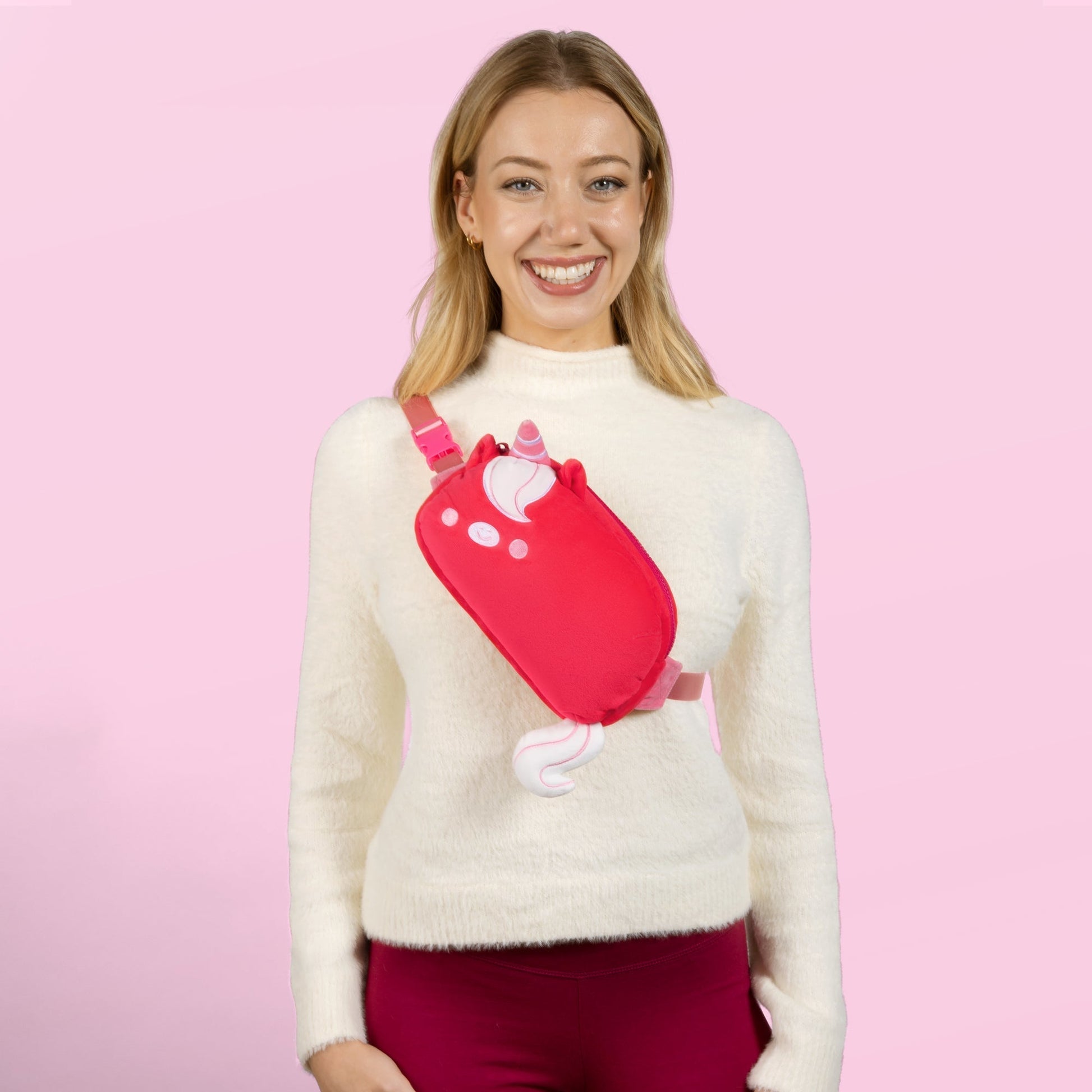 Plushiverse Ruby Red Unicorn Plushie Fanny Pack