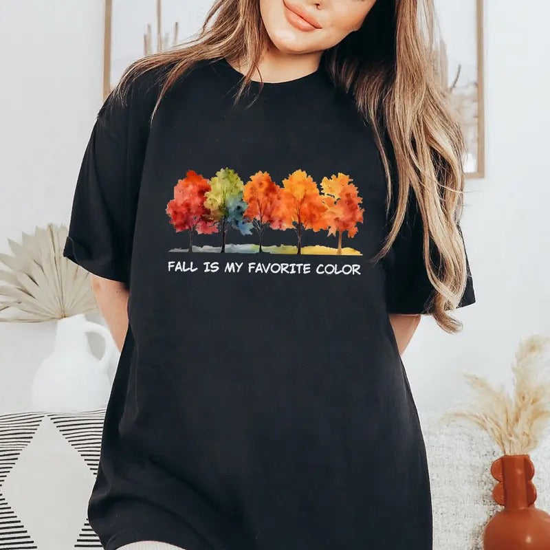 Fall Tree Comfort Colors Shirt, Autumn Tree Line Shirt, Thanksgiving Shirt, Fall Autumn Tee, Fall is My Favorite Colors Garment Soft