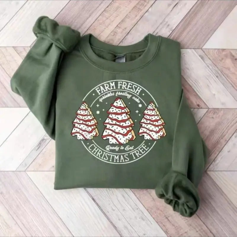 Farm Fresh Christmas Tree Cakes Shirt, Christmas Cake Sweatshirt, Christmas Tree Farm Shirt Sweatshirt For Men For Women Classic Cotton Hoodie