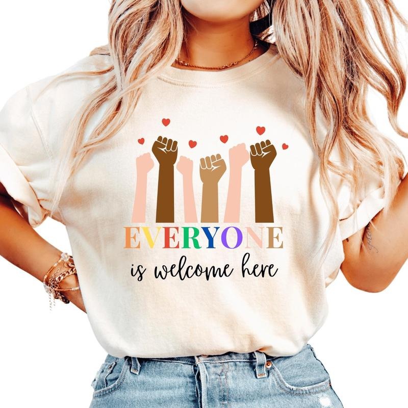 Idaho Teacher Shirt ,Equality Tees  ,Everyone Is Welcome Here Diversity Support Fist Hand, Everyone Is Welcome Here Idaho Teacher Shirt