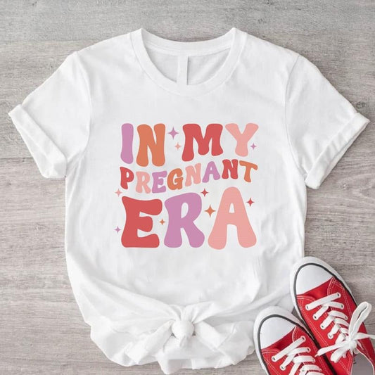 In My Pregnant Era T-Shirt, Baby Announcement Shirt, Maternity Gift Tee, Pregnancy Reveal Shirt, New Mom To Be Short Sleeve.