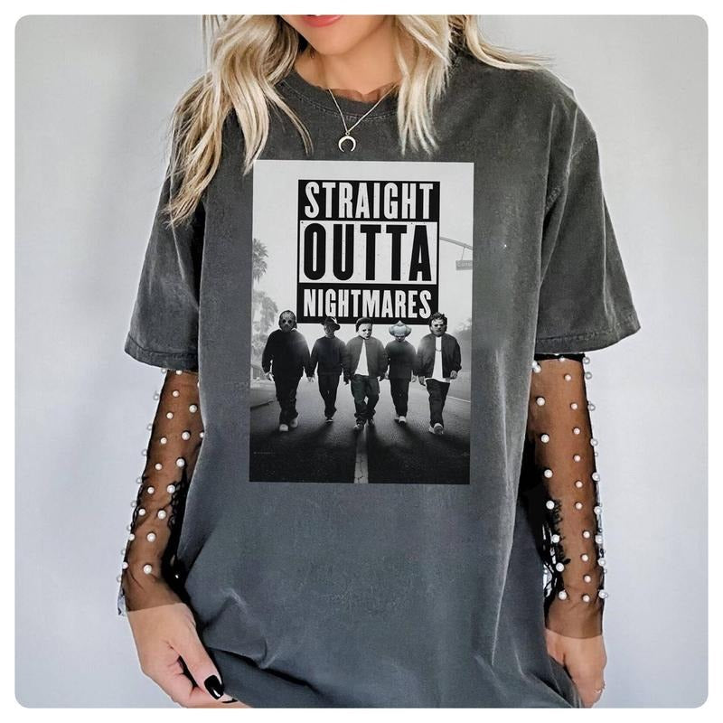 Jason Voorhees Michael Myers Straigh Outta Nightmares Shirt Halowen   Movie Shirt Halowen Characters Shirt Happy Halloween Day Shirt