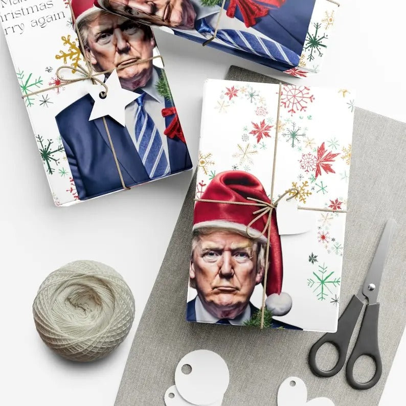 Make Christmas Merry Again with Donald Trump Wrapping Paper - Ideal for Holiday Gift-Giving, Great for Republican Party Fans