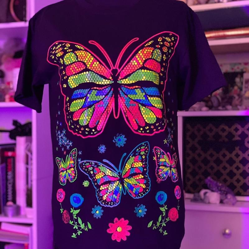Mariposa monarca T-shirt Cotton Black Casual