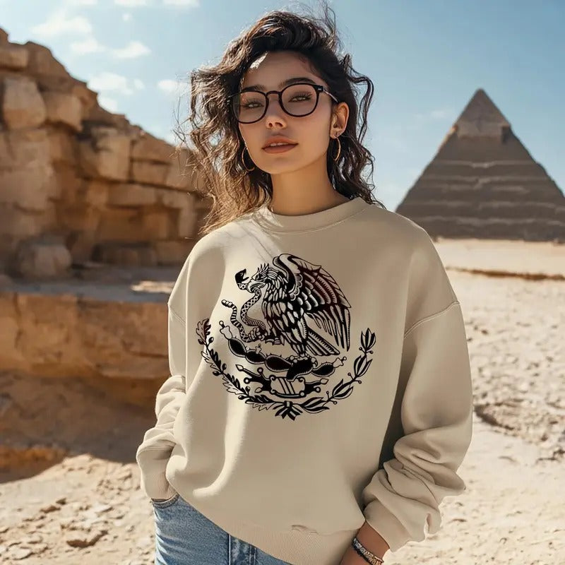 Mexico Mexican Eagle Unisex Sweatshirt - Comfortable Cotton with Printed Eagle Design, Soft and Stylish