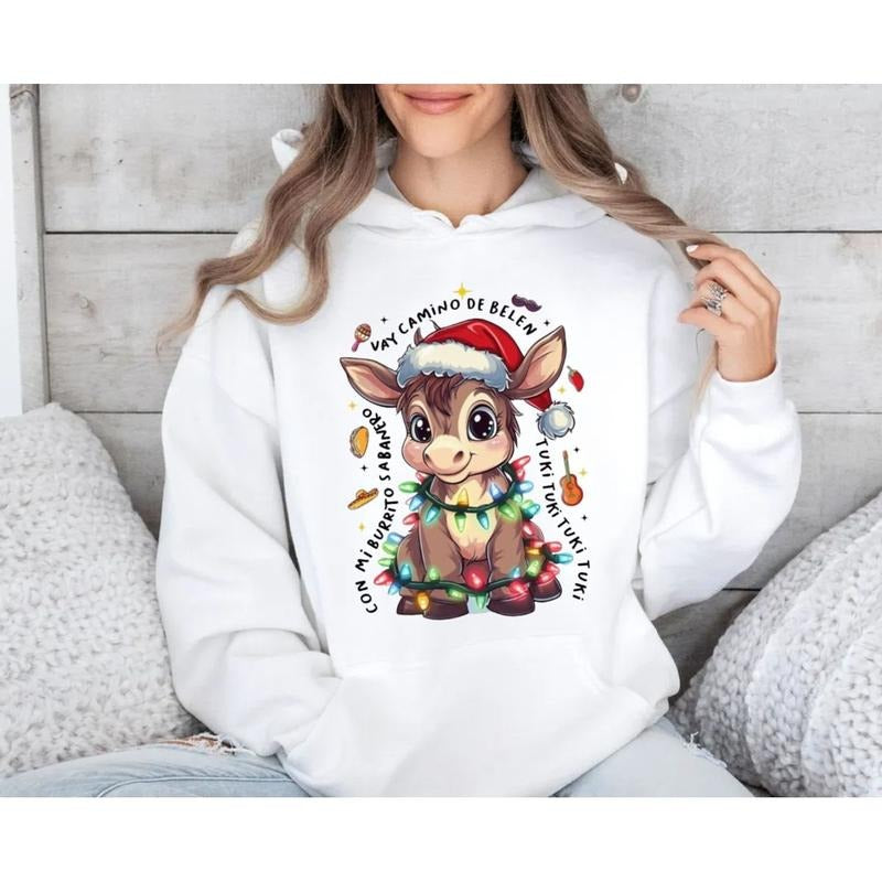 Mi Burrito Sabanero Mexican Shirt, Feliz Navidad Coquette Christmas Hoodie, Tuki Tuki Donkey Latino Xmas Sweatshirt, Chocolate Abuelita, Unisex Sweater Pullover Tee