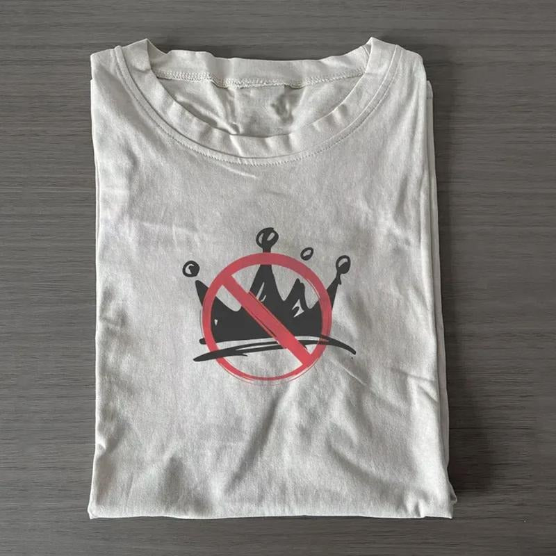 Minimalist No Kings Graphic Tee, Anti-Authority Streetwear Shirt, Rebellion Statement Design, Unisex Menswear Womenswear Top