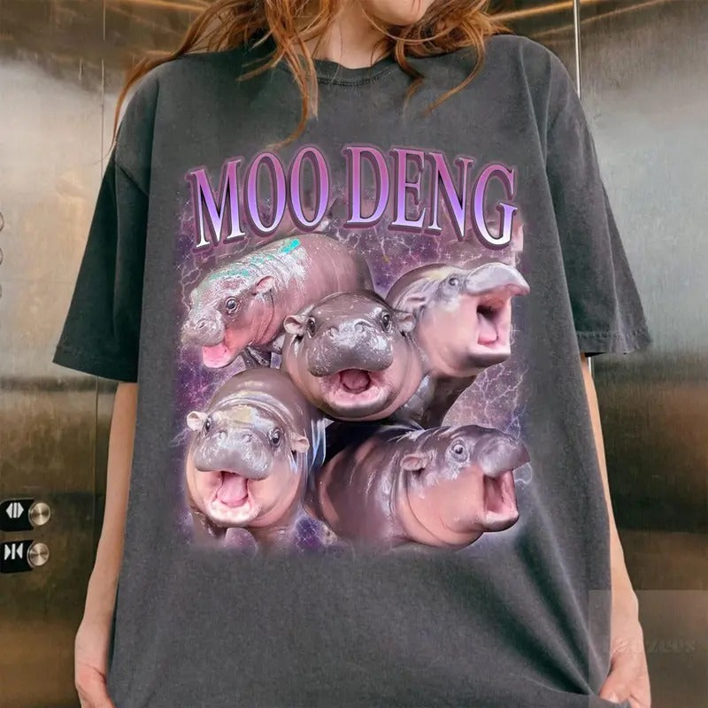 Moo Deng Shirt, I Love Moo Deng Shirt, Moo Deng Bootleg Rap Tee, Hippo Lover, Cute Baby Hippo