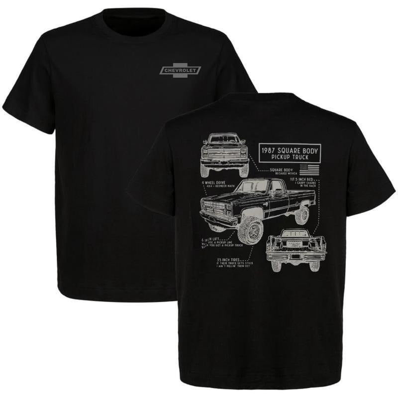 Obs Chevy Truck Chevy 1987 Shirt Vintage Square Body Graphic Tee Chevy Shirt For Car Enthusiast, Menswear Car Parts Short Sleeve