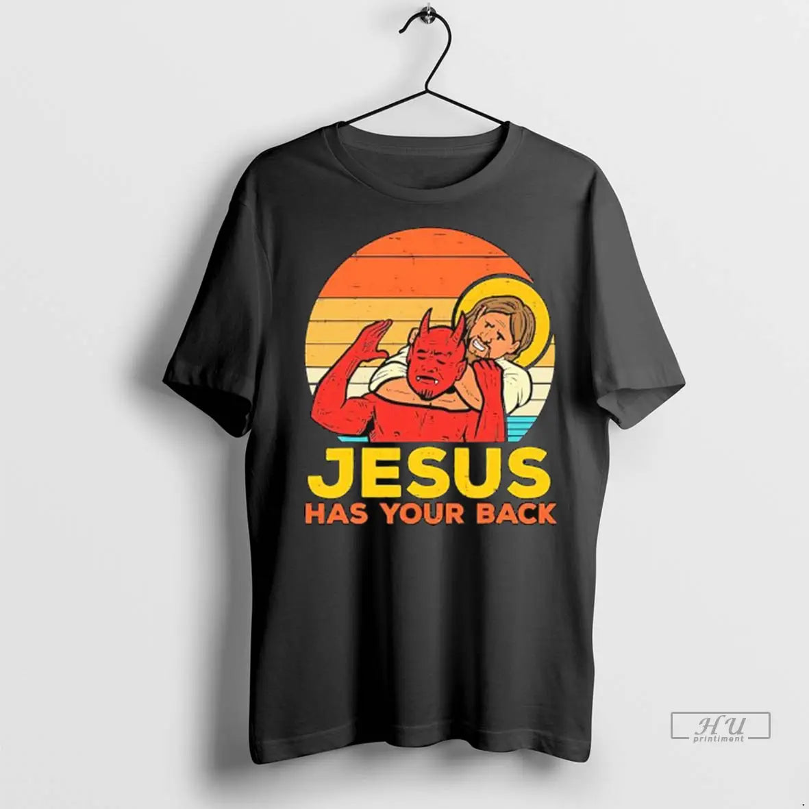 Officials Jesus Has Your Back Santa Devil Vintage Graphic Ladies T Shirts
