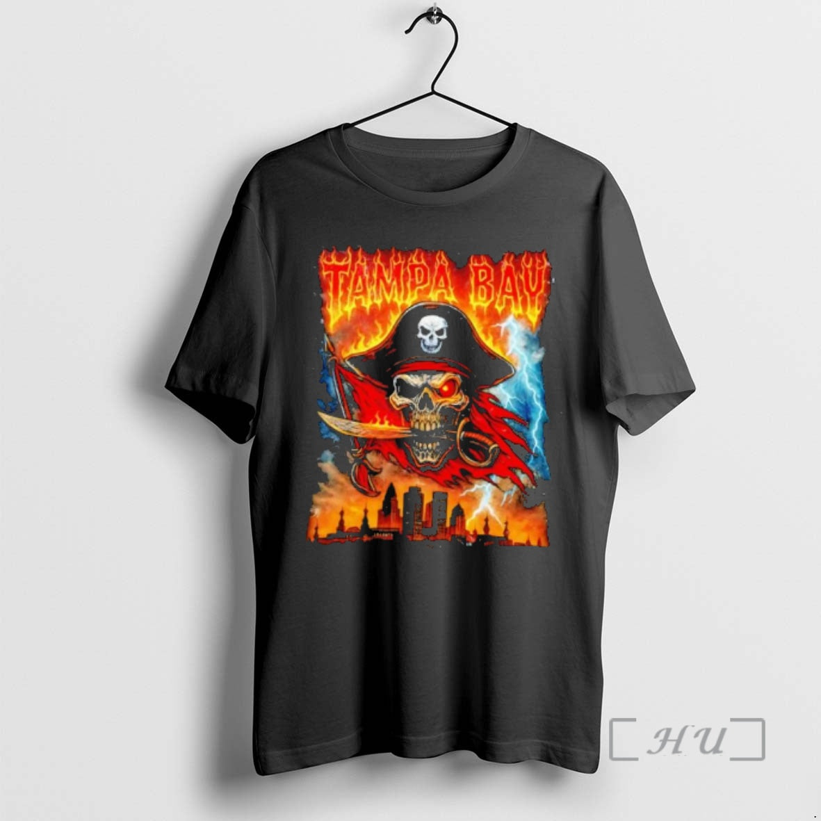 Officials Tampa Bay Pirate Skull Sword Lightning City Skyline Graphic
