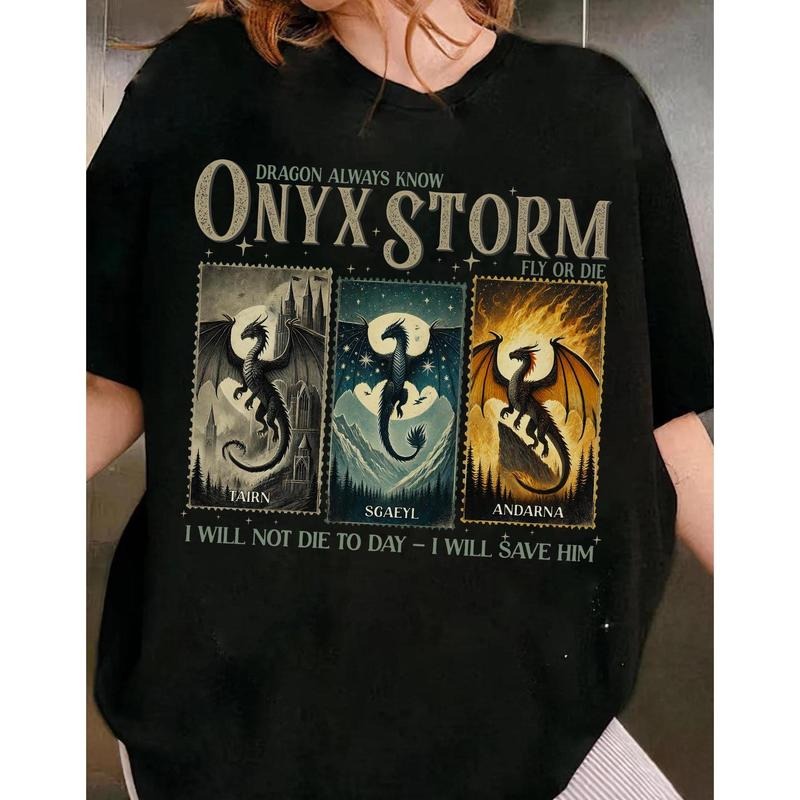 Onyx Storm T-Shirt , Dragon Rider,Fourth Wing Series Shirt , Bookish Tee Gift For Book Lover,Fantasy Book , Tairn&Andarna