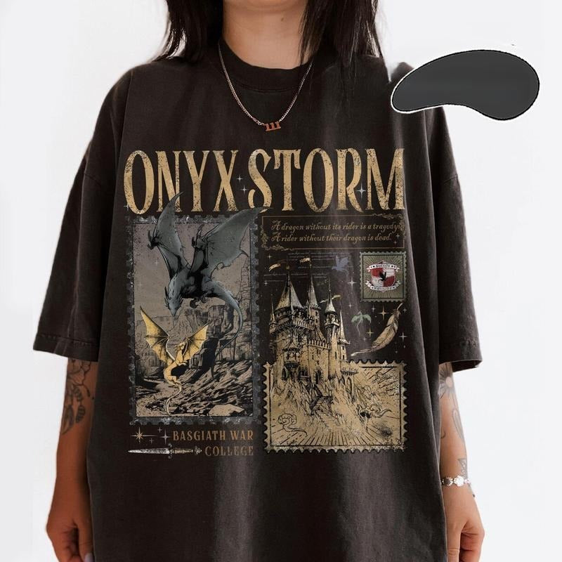 Onyx Storm T-Shirt, Fourth Wing Series Shirt, Dragon Rider, Bookish Tee Gift For Book Lover, Fantasy Book, Tairn&Andarna OXRHH