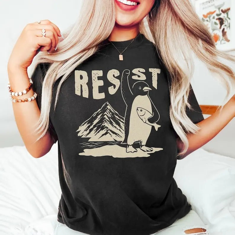 Penguins Resist  Shirt, Funny Penguins Against Tariffs Shirt