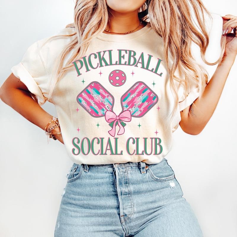 Pickleball T-Shirt, Brushstroke Pickleball T-Shirt, Pickleball T-Shirt, Preppy T-Shirt, Pickleball Social Club T-Shirt, Pickleball Coquette T-Shirt