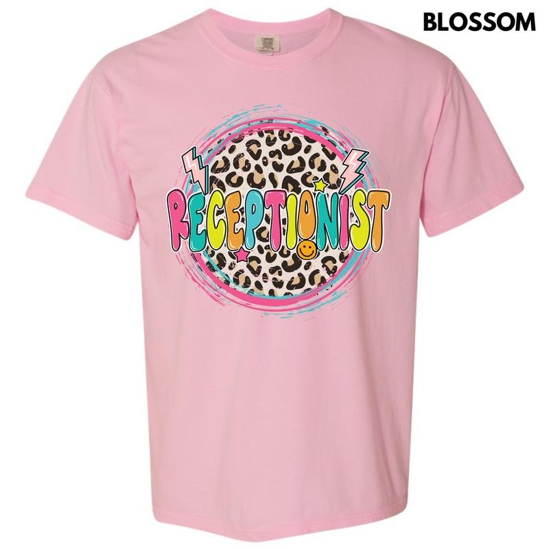 Receptionist Leopard Comfort Colors T-Shirt 'NLB'
