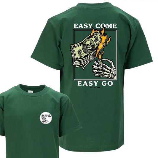 Rest Easy T-Shirt, Easy Come Easy Go Skeleton Design, Casual & Comfy, Perfect Gift for Men & Women, Stylish Unisex Streetwear Top Sleeve Menswear Casual