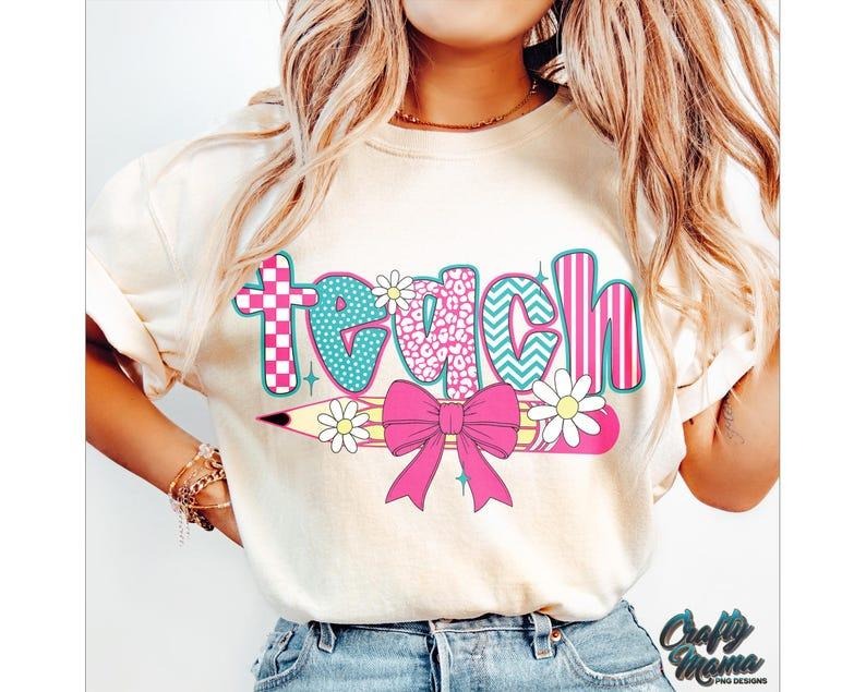 Retro Checkered Teacher shirt, Floral Coquette Teacher, Preppy Teacher Shirt