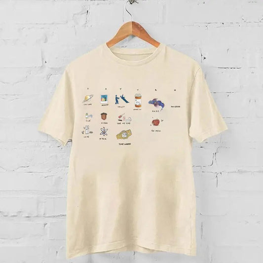 SZA Saturn Unisex T-shirt White 2024 New Release Breathable Casual Outfit Menswear Soft Top Tshirt Day Leggings Underwear Streetwear Fabric