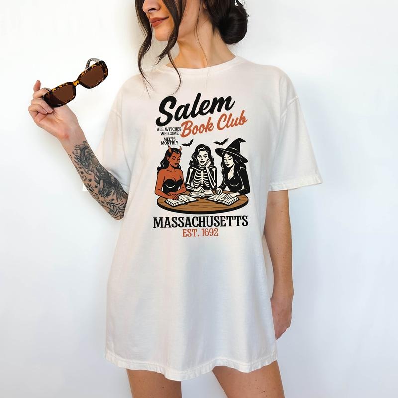 Salem Book Club- T-Shirt, Unisex T-Shirt, Funny Tee, Comfortable Shirt,  Hallowen Theme