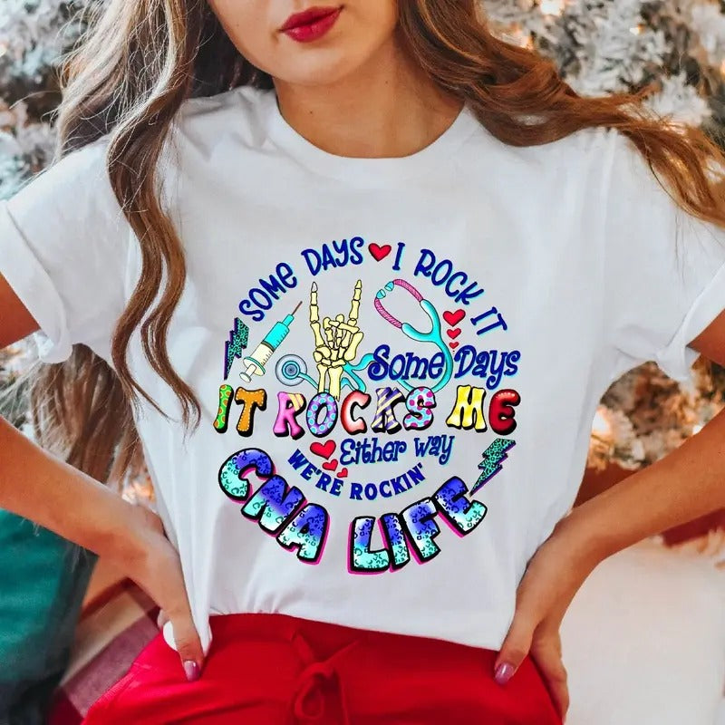 Some Day I Rock It Some Day It Rocks Me T-Shirt, Emergency Nurse Shirt, Halloween Nurse Tee, Registered Nurse Gift Tee, Skeleton Nurse Shirt.