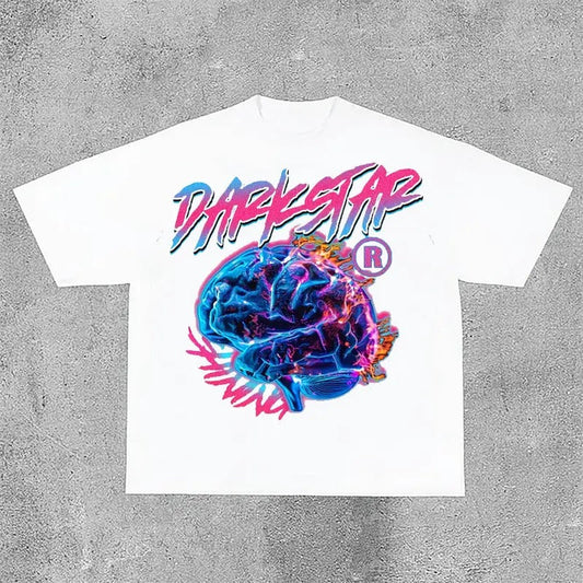 Sopula Darkstar Fun Color Brain Graphic Print Cotton T-Shirt