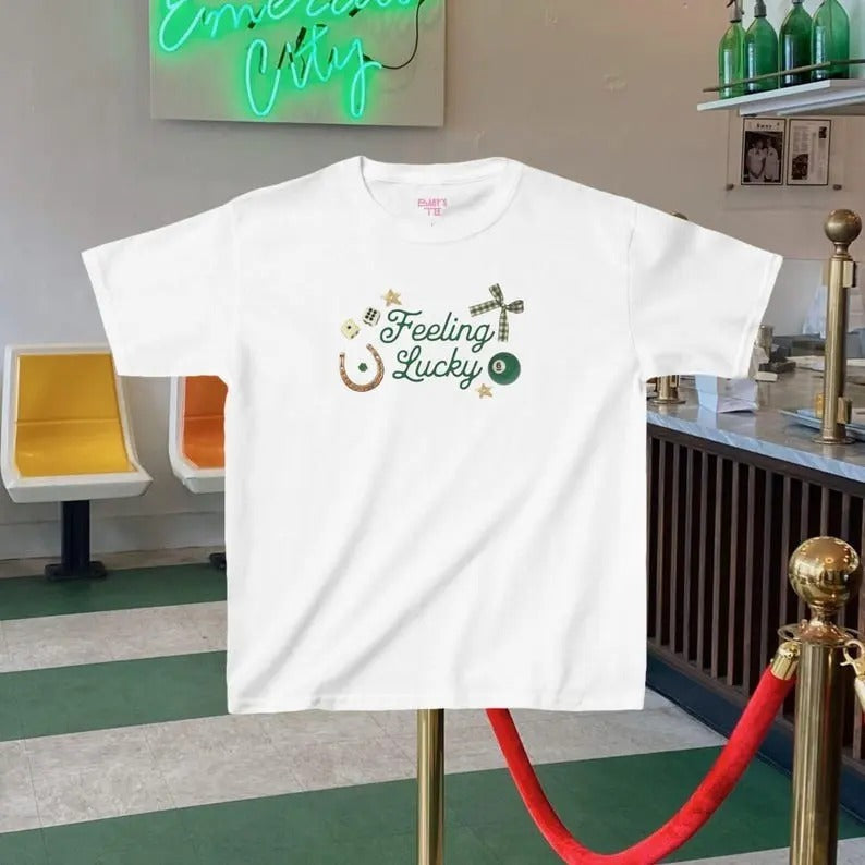 St Patricks Day Baby Tee, St Patty's Day Shirt, Lucky 7 Shirt, Y2K Baby Tee, Lucky Shirt, 90s Baby Tee, Coquette Shirt