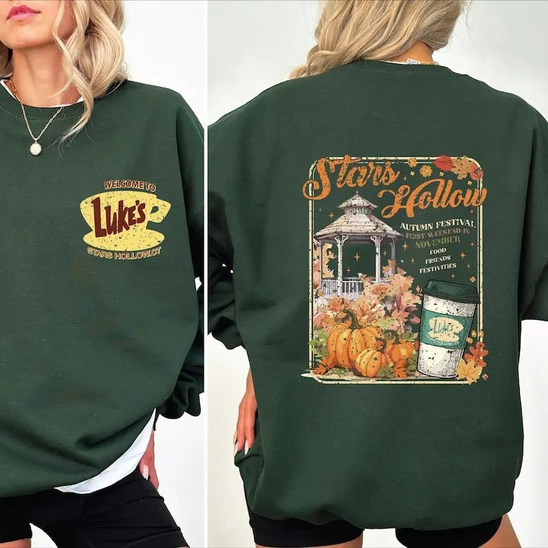 Stars Hollow Sweatshirt ,Stars Hollow Where You Lead I Will Follow Sweater, Back and Front Stars Hollow Underwear