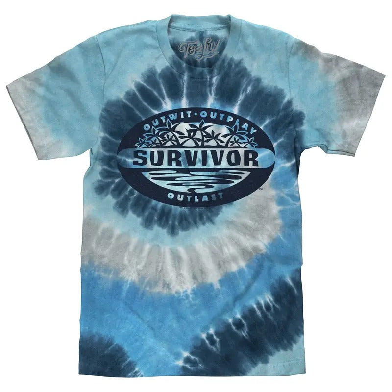 Survivor Logo Outwit Outplay Outlast Tie Dye T-Shirt - Moonbeam Tie Dye