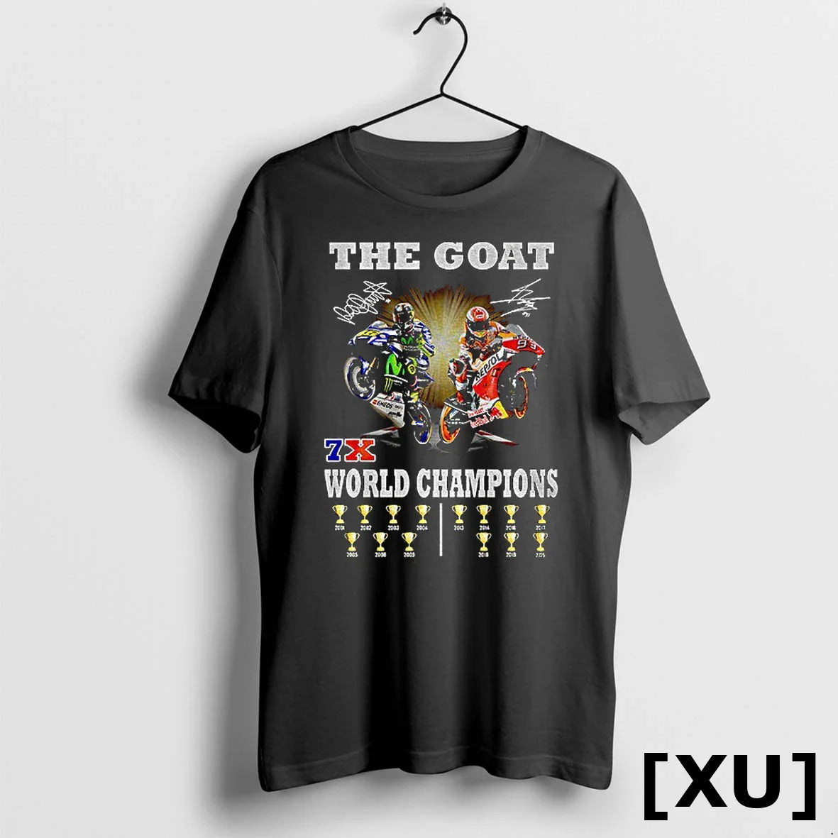 The Goat Valentino Rossi And Marc Marquez 7x World Champions Signatures Tshirts Sweater