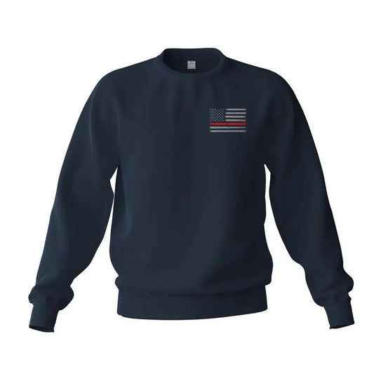 Thin Red Line Flag Fireman Firefighter Support Front Side Print Sweatshirt Classic Cotton