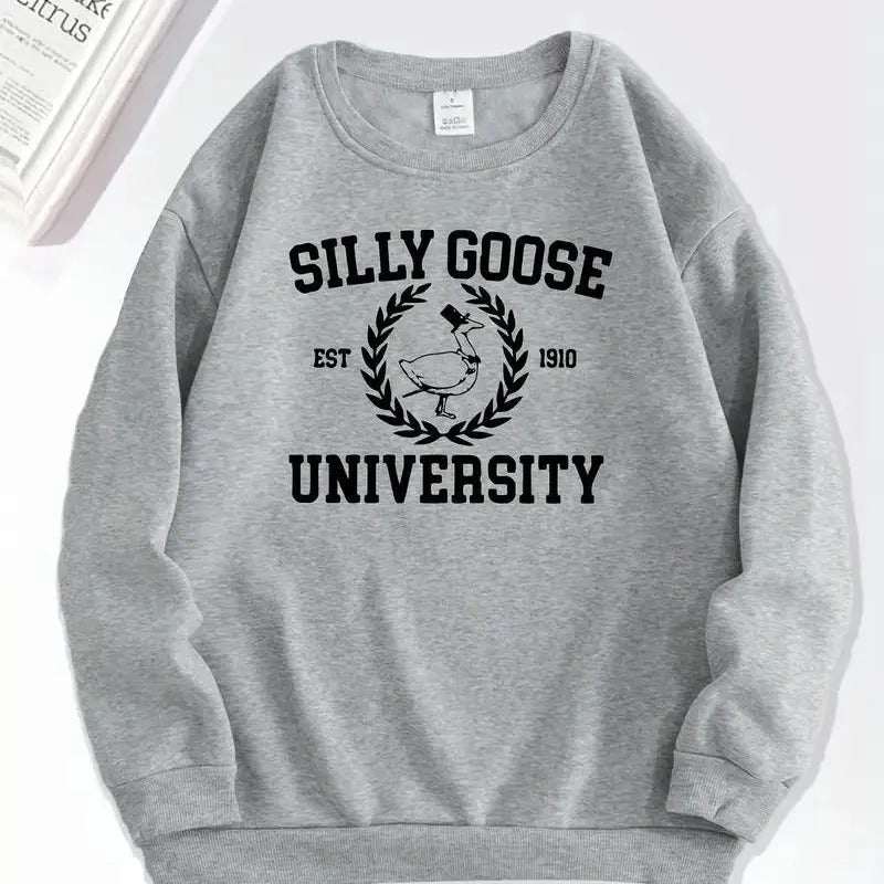 Trendy Womens Cocol Goose Graphic Sweatshirt - Vintage Style with Long Sleeves & Crew Neck - Perfect Casual Wear for Fashion-Forward Ladies