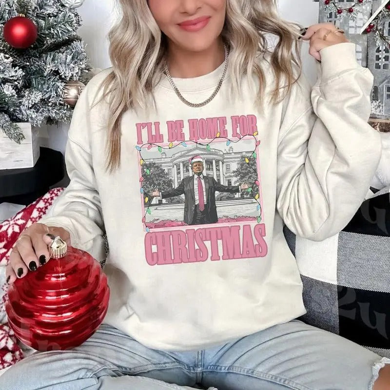 Trump I'll Be Home for Christmas Shirt , Humorous Truump Christmas , Christmas Truump Shirtstyle{n002}2