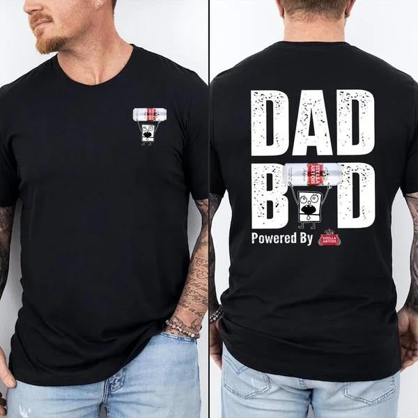 Two-sided Dad Bob Powered By Stella Artois T-shirt, Father's Day Gifts, Doodlebob Papa Tee, Funny Summer Graphic Tee, Trendy Outdoors Beer Lover Sweatshirt, Unisex Hoodie