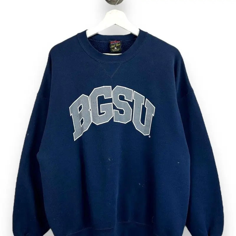 Vintage 90s Bowling Green NCAA Collegiate Arc Spell Out Sweatshirt Size XL Blue