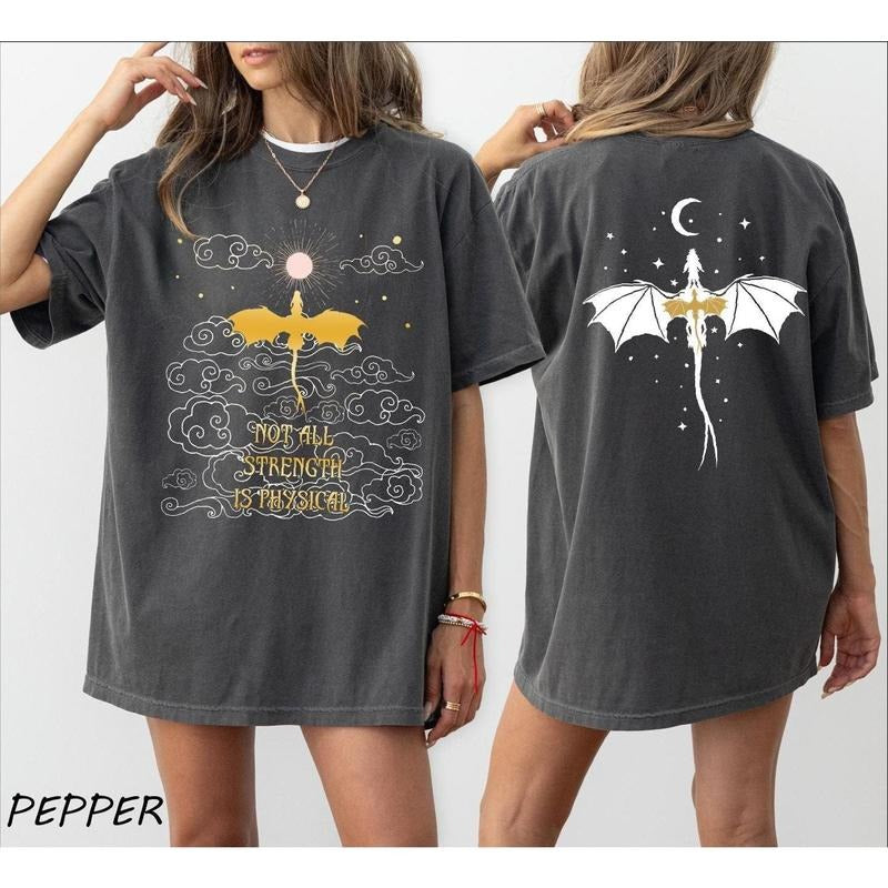 Violet Sorrengail Two Sided Shirt, Not All Strength Is Physıcal Shirt, Dragon Rider, Riders Quadrant, Fourth Wing, Fantasy Bookish Tee