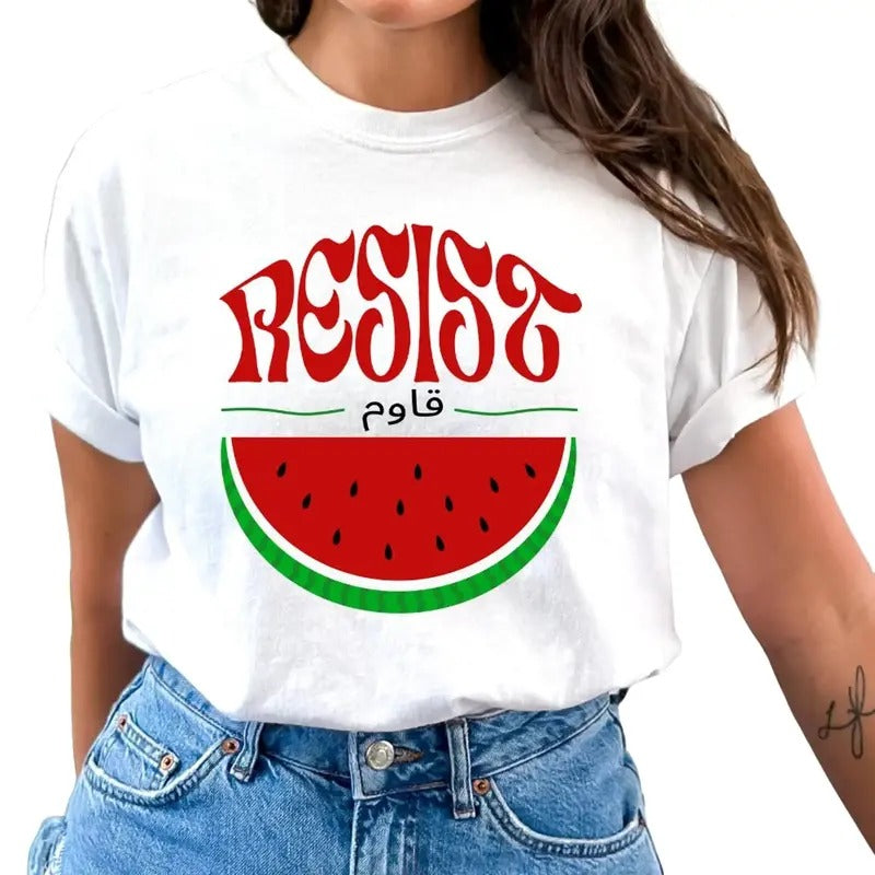 Watermelon Resist Sweatshirt, Abolition and the Liberation of Palestine Sweatshirt, Watermelon Flag Shirt Casual Womenswear