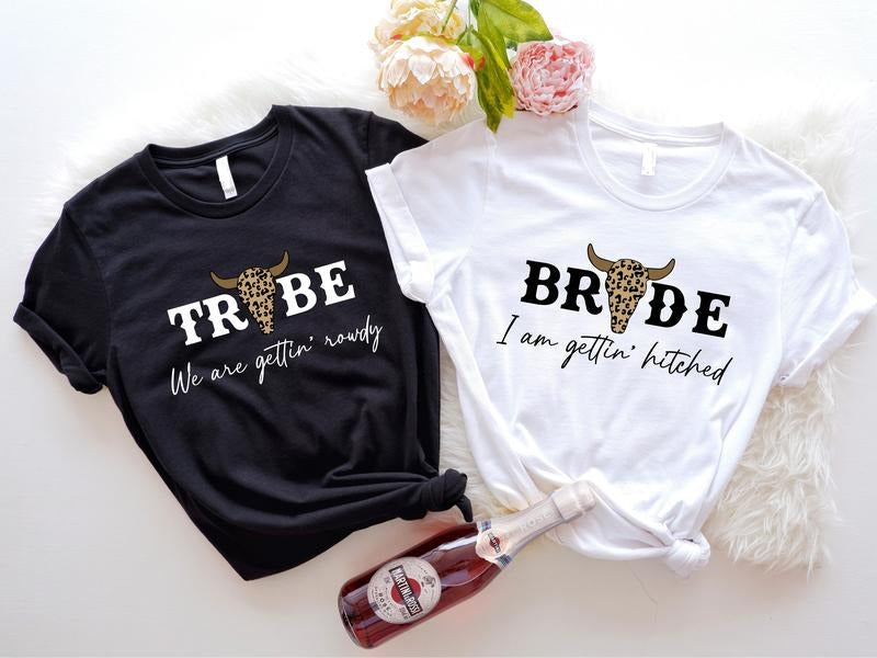 Western Bachelorette Party Shirt, Matching Bride And Tribe Tee, Nashville Bach T-shirt, Bridesmaid Tee, Wedding Party Gift Tee, Bridal Shower Short Sleeve.