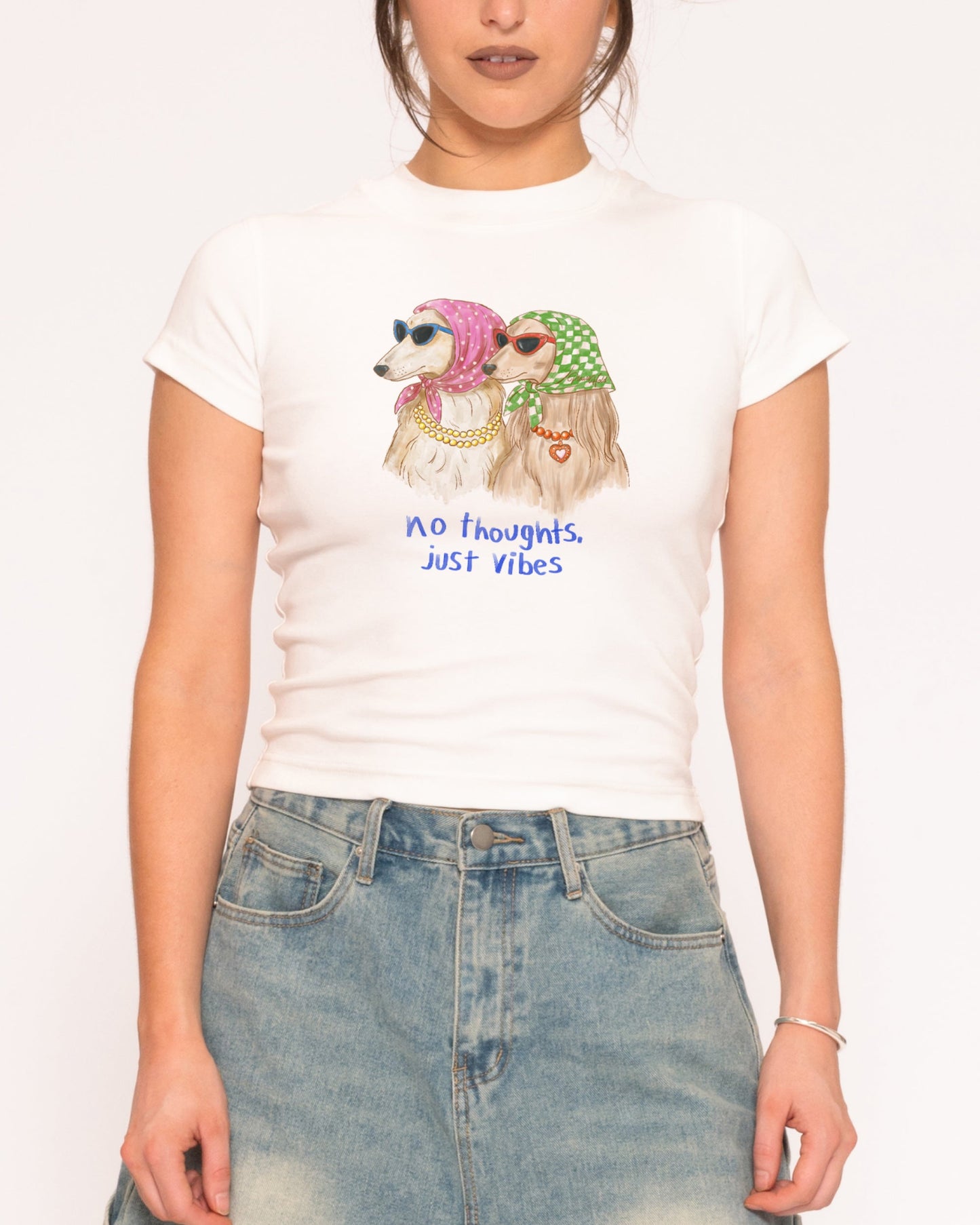 No Thoughts, Just Vibes Longline Baby Tee