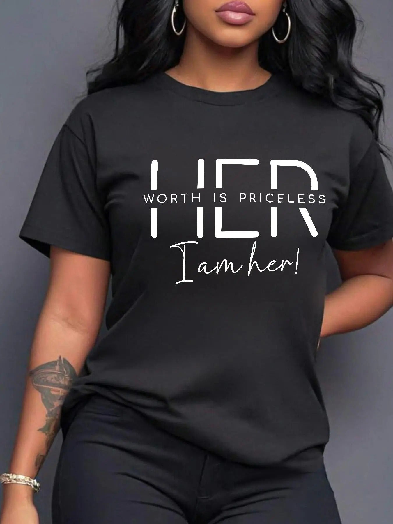 Women's Letter Print Round Neck Tee, Casual Short Sleeve Crew Neck T-shirt for Daily Wear, Ladies Clothes for All Seasonsstyle{n002}9