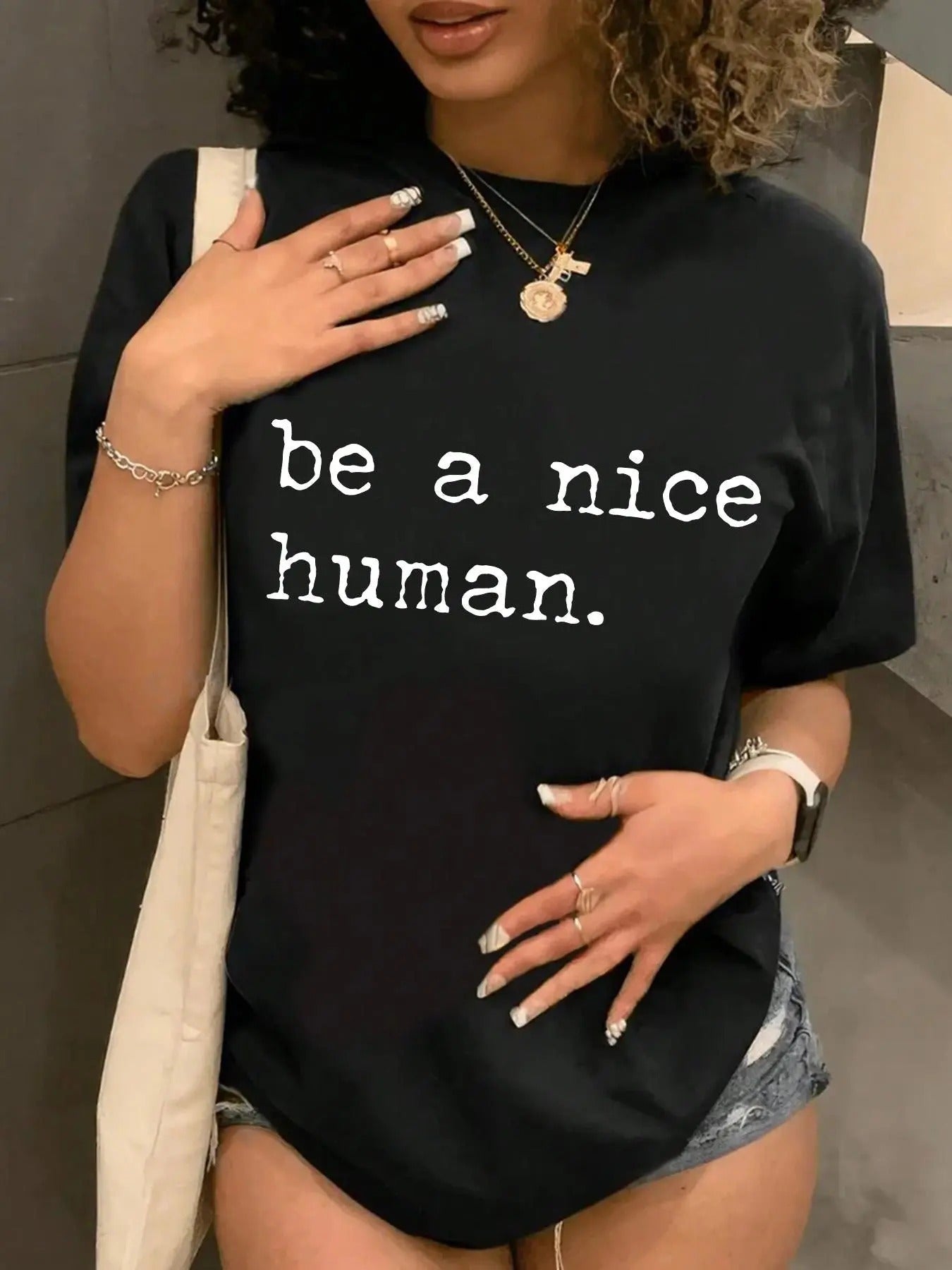 Women's Letter Print Round Neck Tee, Fashion Casual Crew Neck Short Sleeve T-Shirt for Daily Holiday Vacation Outdoor Wear, Ladies Clothes for All Seasonsstyle{n002}5
