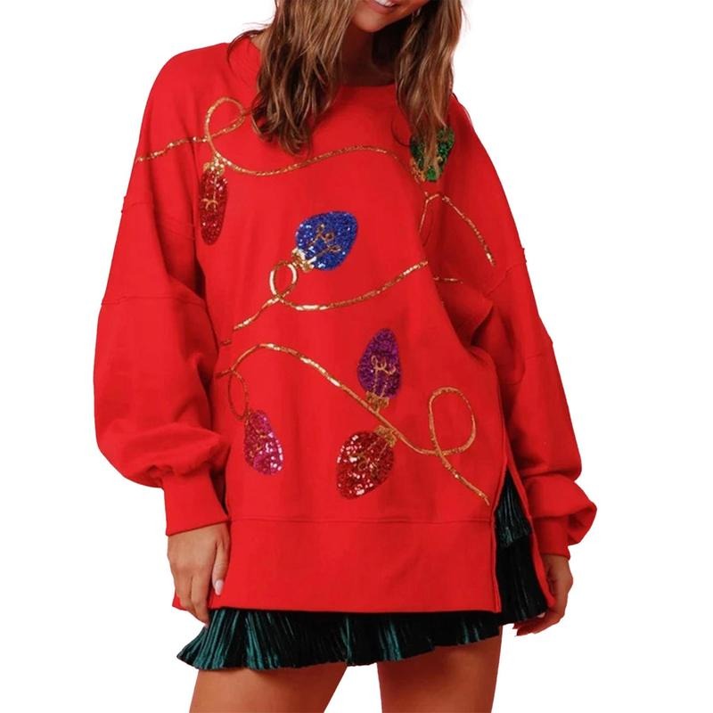 Women's Spring Autumn Knit Sweater White Long Sleeve Crewneck Bow Decor Knitwear